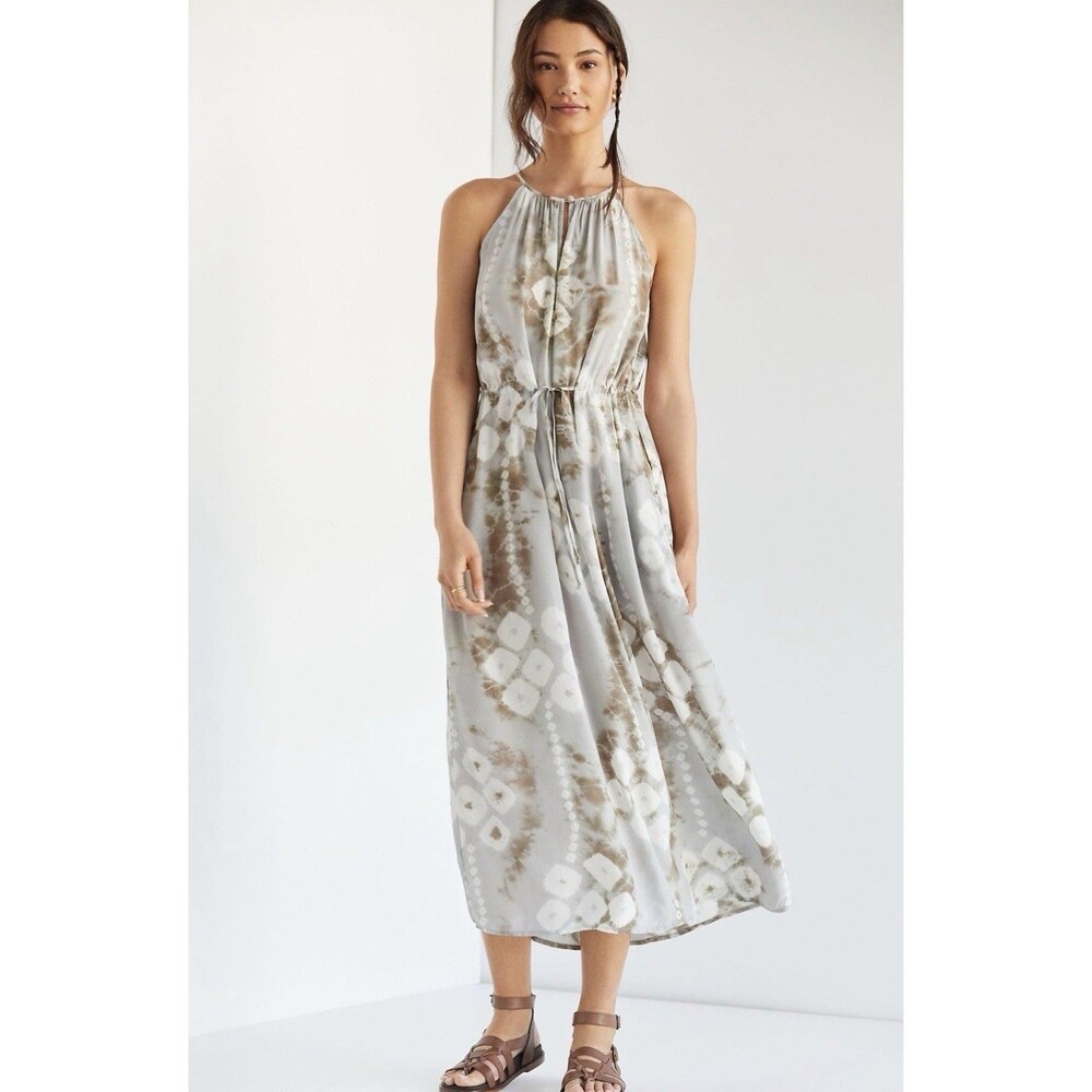Anthropologie Velvet for Graham and Spencer Halter Maxi Dress Size S Gray Floral